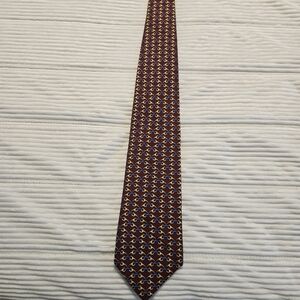 Brooks Brothers Burgundy and Gold Patterned Tie